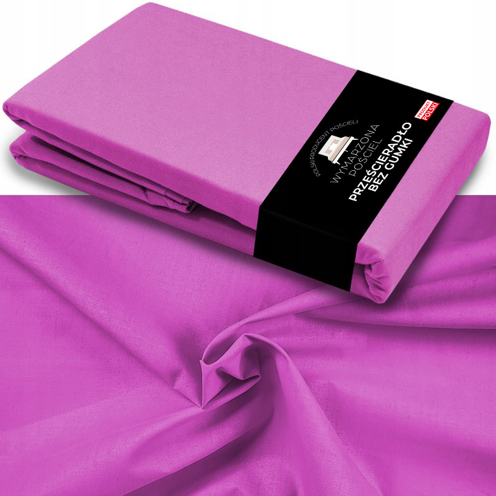 Prześcieradło BEZ GUMKI Bawełniane ODDYCHAJĄCE Miękkie Fioletowe