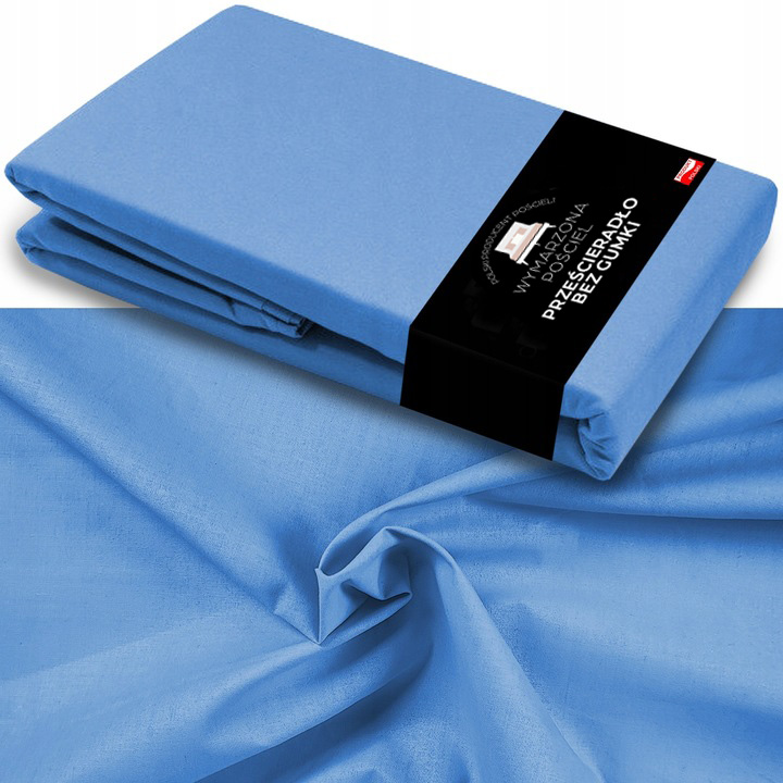 Prześcieradło BEZ GUMKI Bawełniane ODDYCHAJĄCE Miękkie Niebieski
