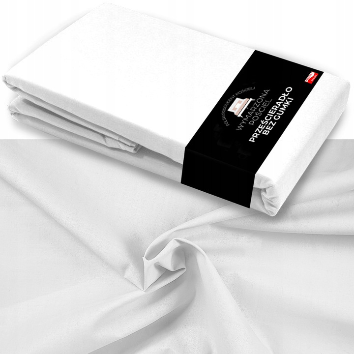 Prześcieradło BEZ GUMKI Bawełniane ODDYCHAJĄCE Miękkie Białe