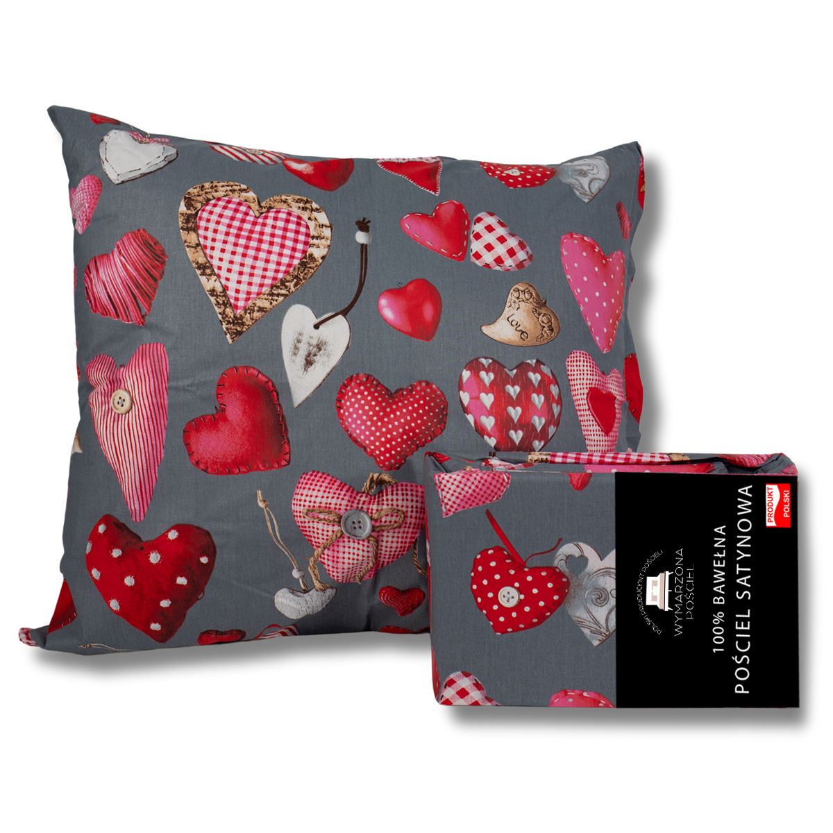 Pościel Bawełniana 160x200 Komplet Pościeli WALENTYNKOWA 2x Poszewka 70x80