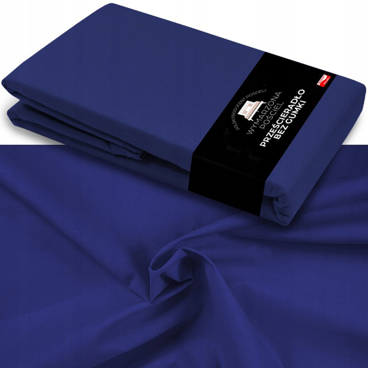 Prześcieradło BEZ GUMKI Bawełniane ODDYCHAJĄCE Miękkie Granatowe