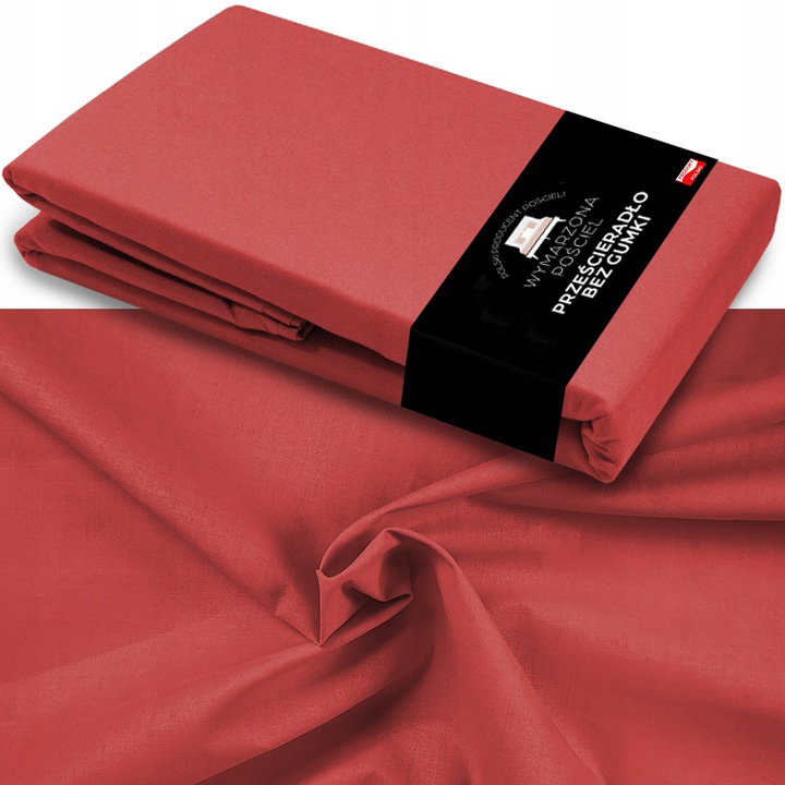 Prześcieradło BEZ GUMKI Bawełniane ODDYCHAJĄCE Miękkie Czerwone