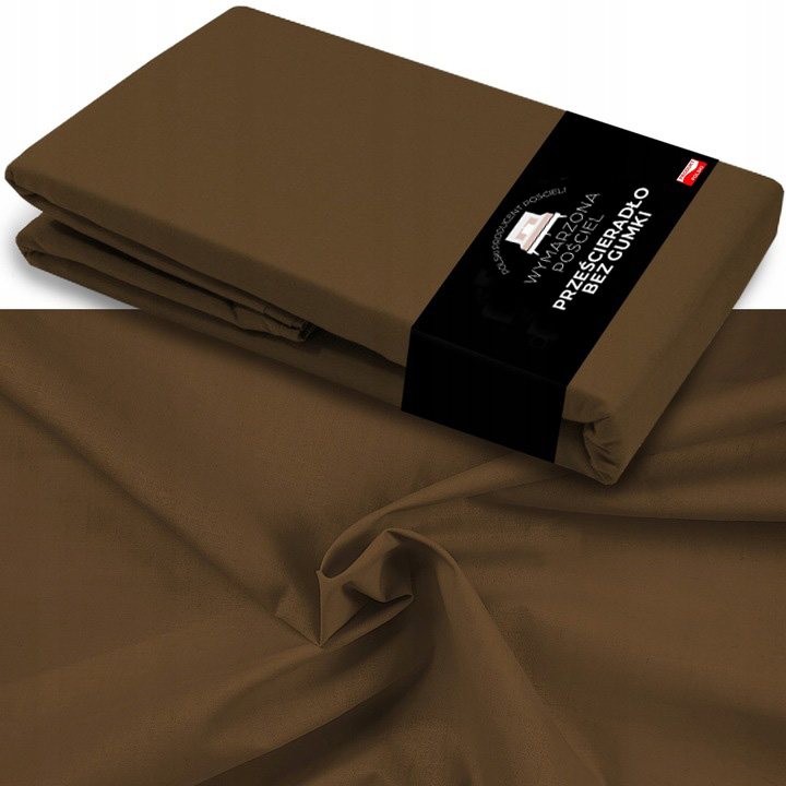 Prześcieradło BEZ GUMKI Bawełniane ODDYCHAJĄCE Miękkie Brązowe