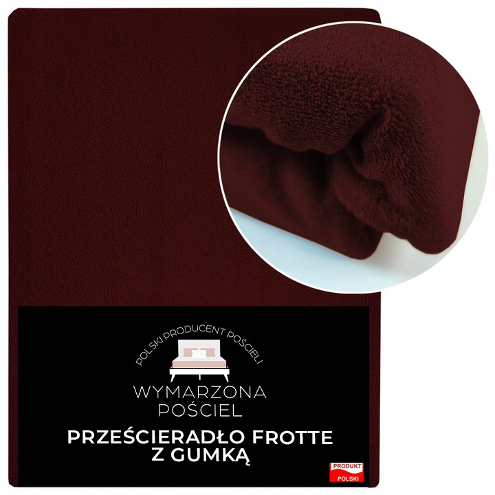 Prześcieradło z Gumką Frotte ODDYCHAJĄCE Mięsiste Kolor Bordowy