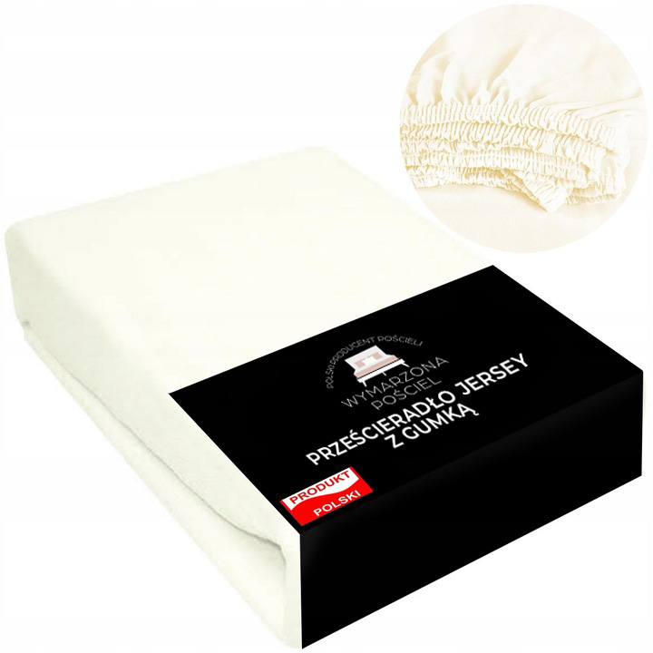 Prześcieradło z Gumką Bawełniane JERSEY ELASTYCZNE ECRU