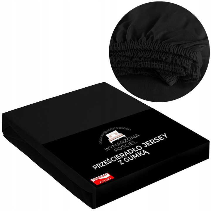 Prześcieradło z Gumką Bawełniane JERSEY ELASTYCZNE CZARNE