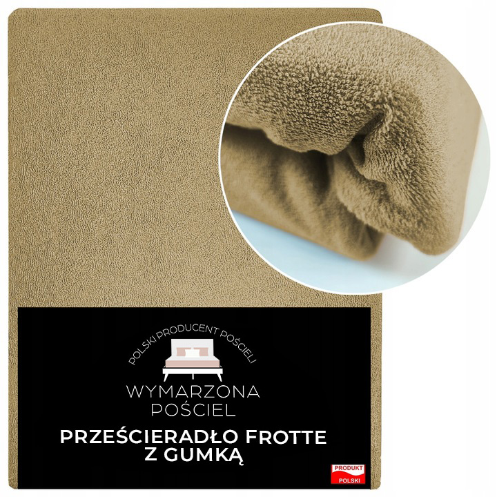 Prześcieradło z Gumką Frotte ODDYCHAJĄCE Mięsiste Kolor Ciemny Beż