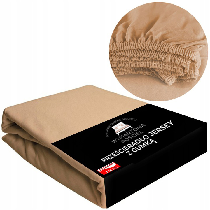 Prześcieradło z Gumką Bawełniane JERSEY ELASTYCZNE CIEMNY BEŻ