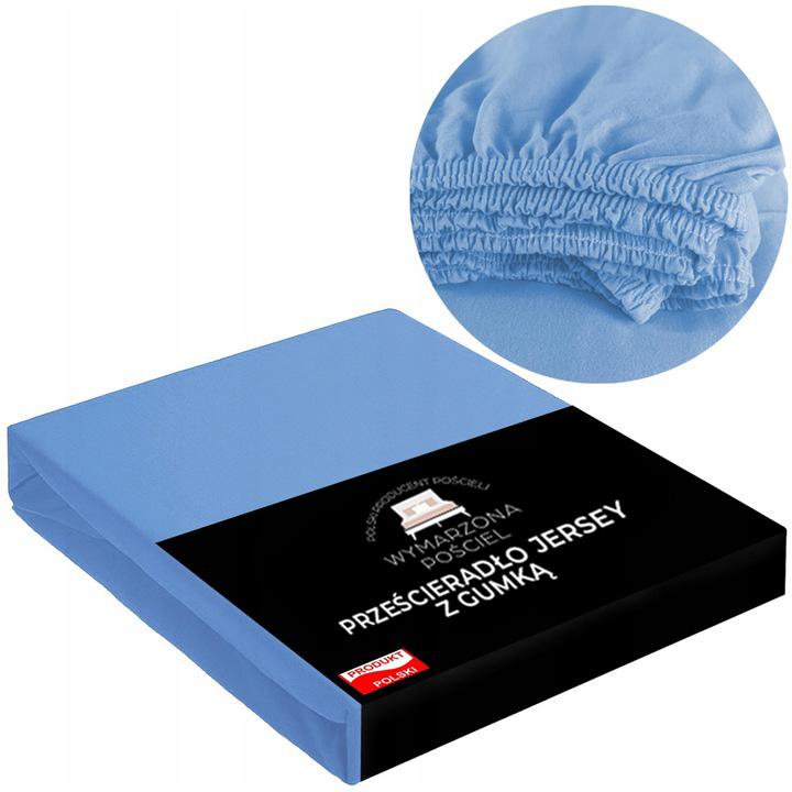Prześcieradło z Gumką Bawełniane JERSEY ELASTYCZNE JASNY NIEBIESKI