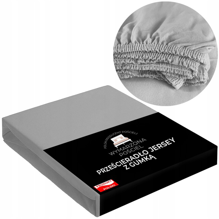 Prześcieradło z Gumką Bawełniane JERSEY ELASTYCZNE SZARE
