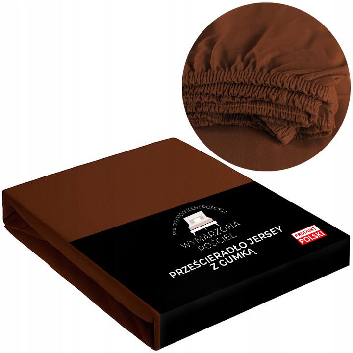 Prześcieradło z Gumką Bawełniane JERSEY ELASTYCZNE BRĄZOWE