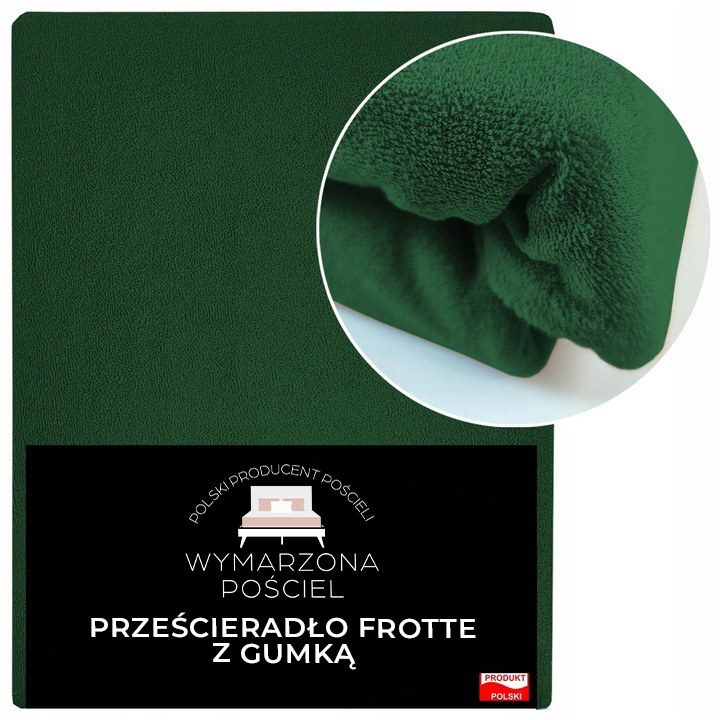 Prześcieradło z Gumką Frotte ODDYCHAJĄCE Mięsiste Kolor Butelkowa Zieleń
