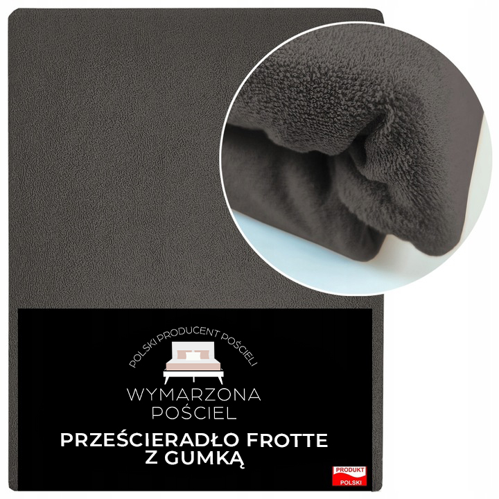 Prześcieradło z Gumką Frotte ODDYCHAJĄCE Mięsiste Kolor Ciemny Szary