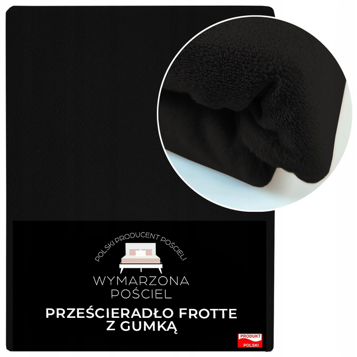 Prześcieradło z Gumką Frotte ODDYCHAJĄCE Mięsiste Kolor Czarny