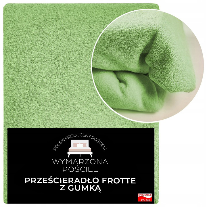 Prześcieradło z Gumką Frotte ODDYCHAJĄCE Mięsiste Kolor Jasny Zielony